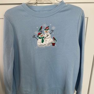 Vintage embroidered snowmen crewneck sweatshirt